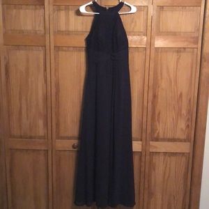 Bill Levkoff plum bridesmaids dress